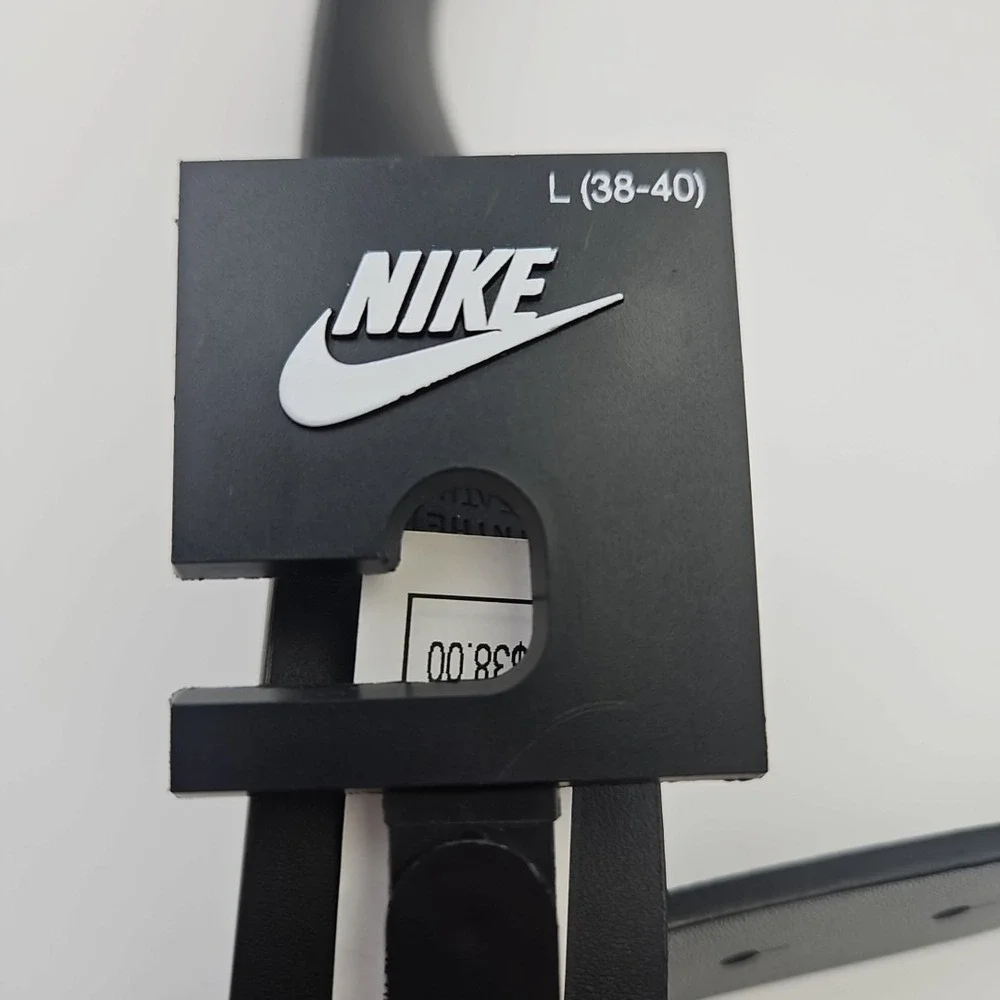 Nike Air Force 1 Belt Black Faux Leather Black Swoosh Logo Buckle‎ Mens L 38-40